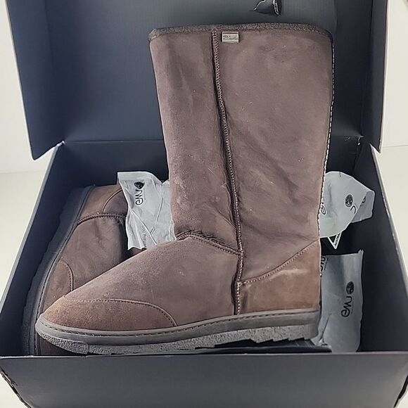 EMU Australia chocolate platinum outback hi suede boots sheepskin fur mens 13 - Picture 4 of 7